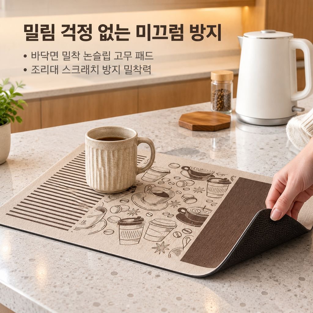 빈티지 규조토 식기건조매트 빠른건조 흡수 미끄럼방지 주방매트