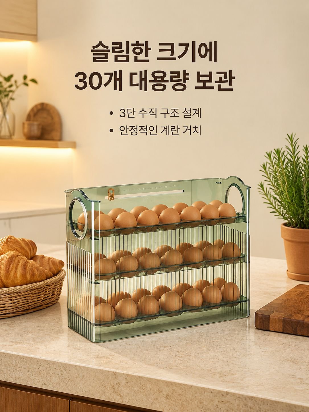 계란 수납함 냉장고 옆문 수납 선반 주방 계란 보관함 계란통 자동 튕김 옆면