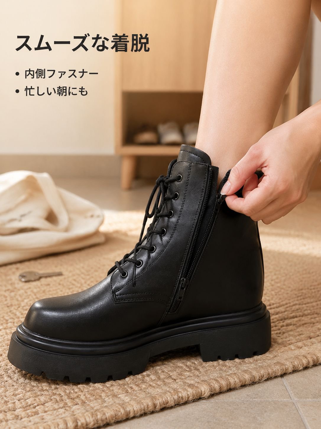 クラシックなブラックミドルカットマーチンブーツ