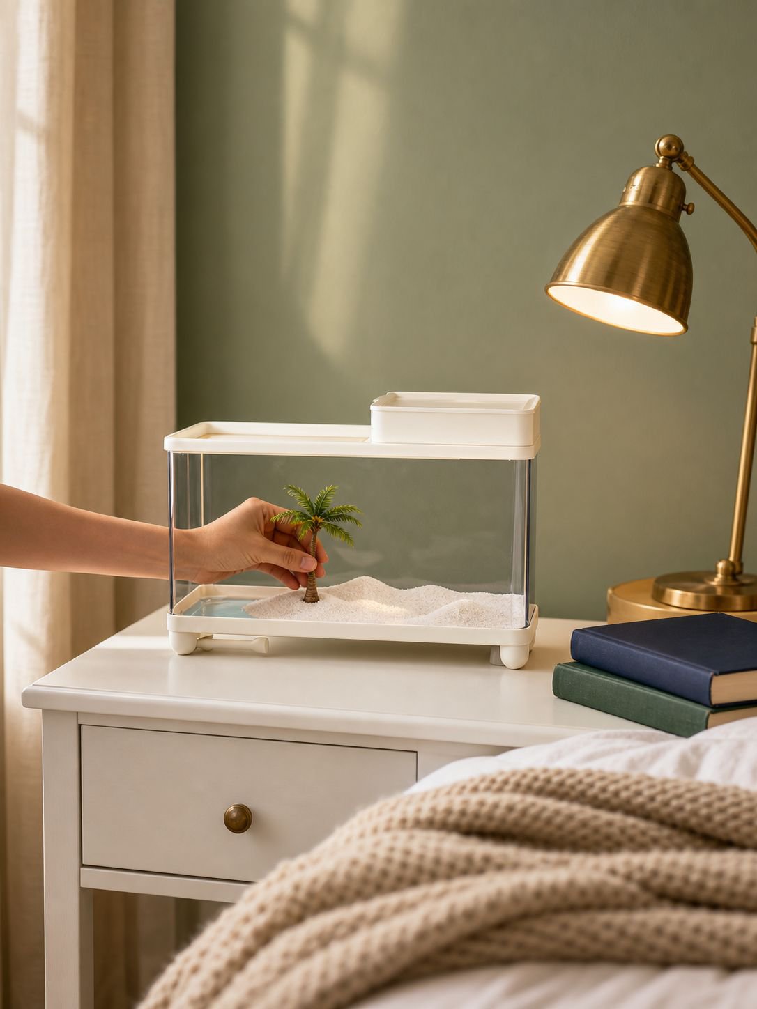 Easy-to-clean crab tank with removable climbing platform