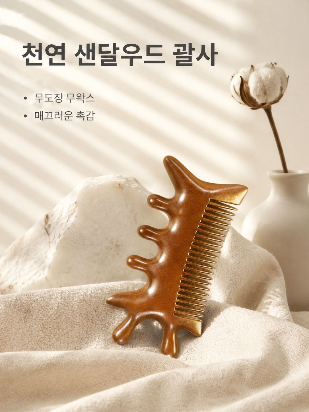 백단향 다기능 두피 마사지 빗