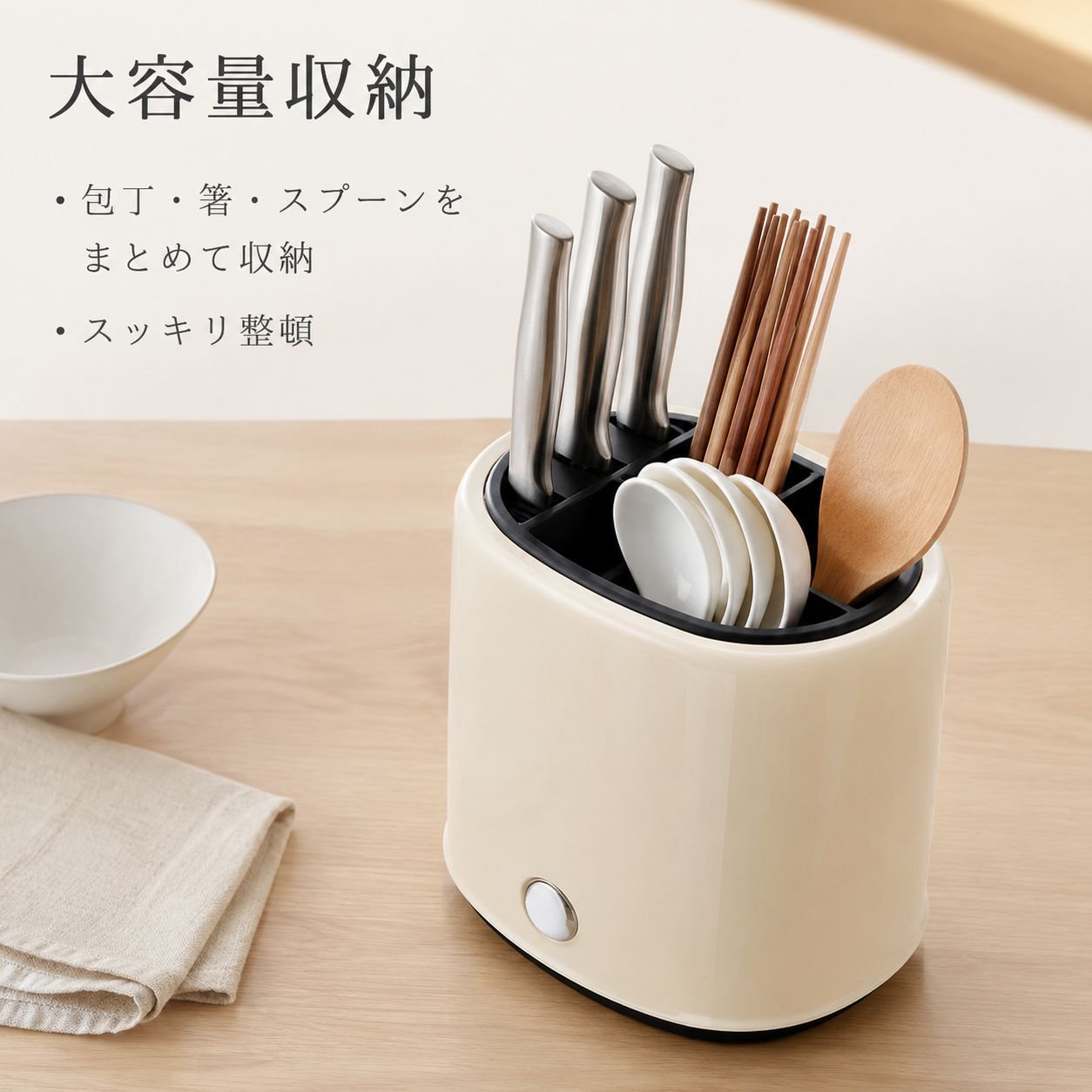 包丁、箸、スプーン一体型水切りボックス付きキッチンカウンター用