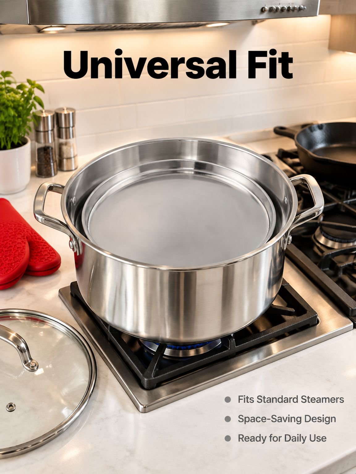 Stainless steel steaming tray for dough sheets