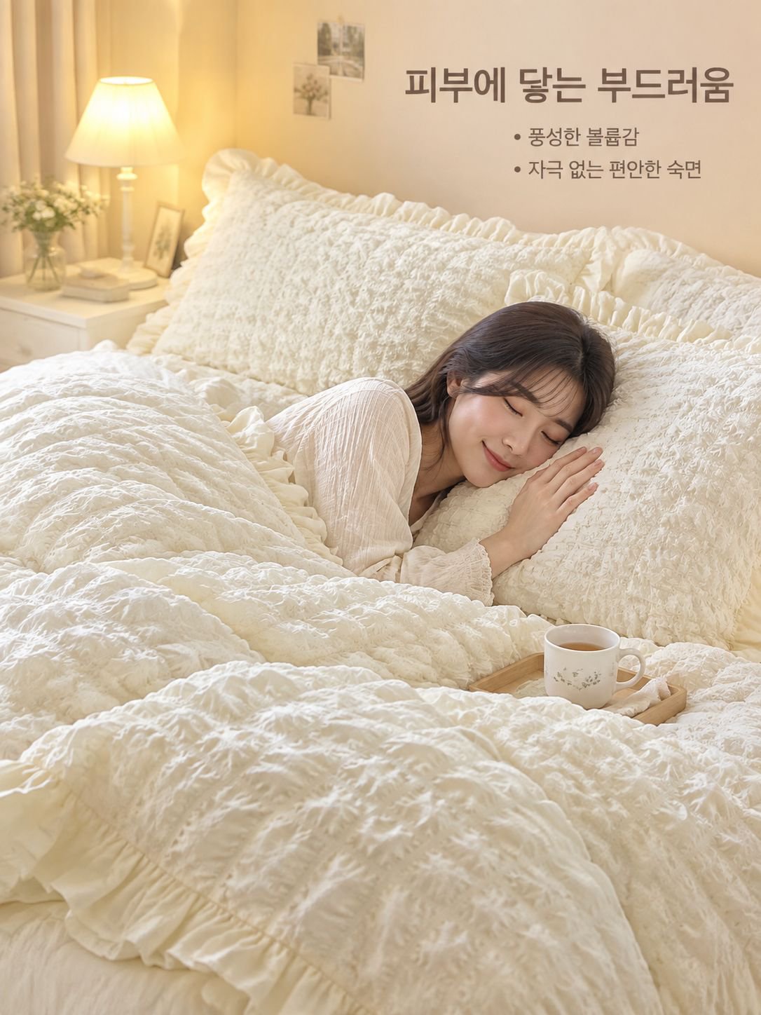 산뜻한 워싱면 버블거즈 침대스커트 4종 세트