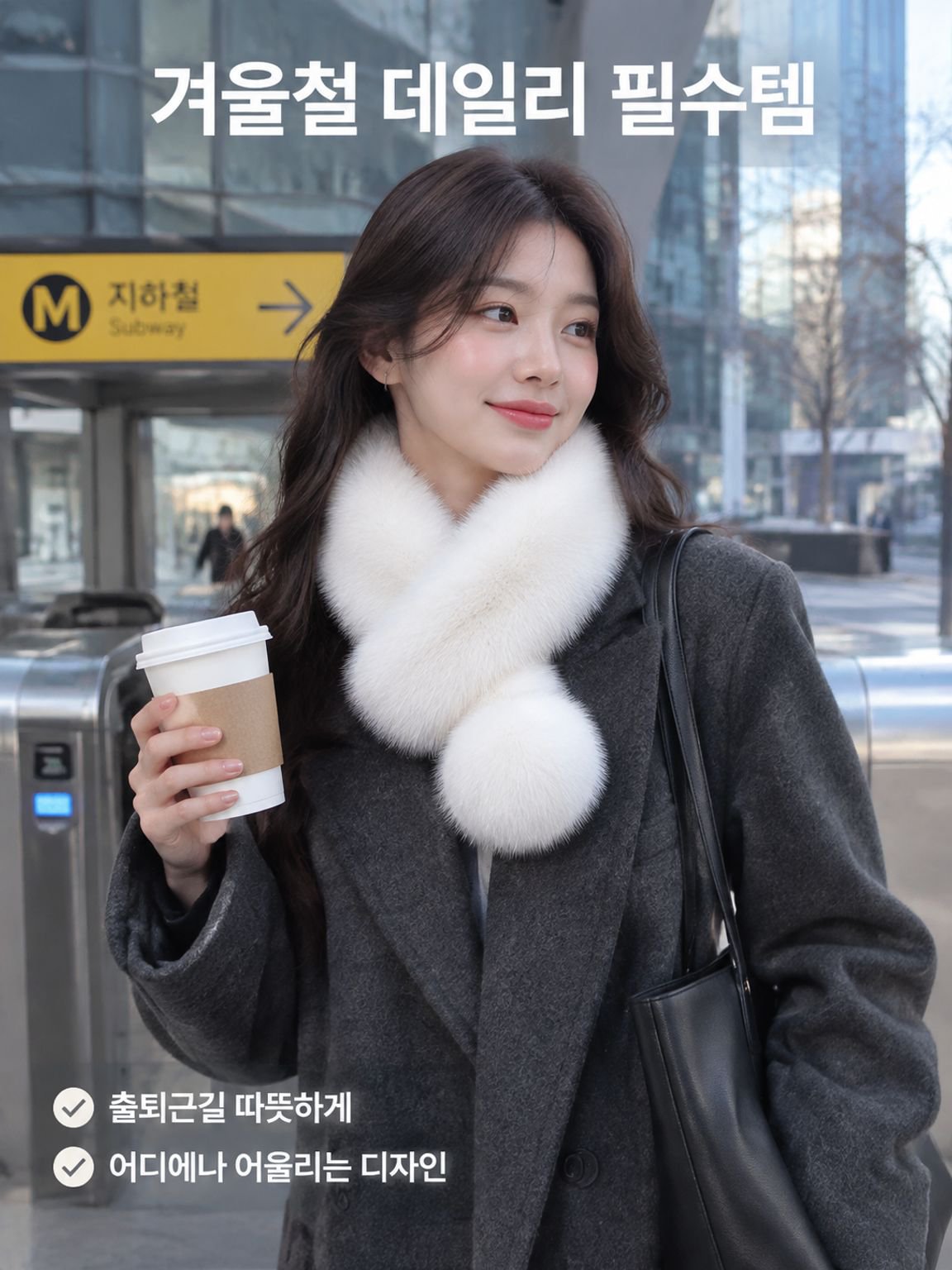 여성 보온 인조 여우 스타일 머플러