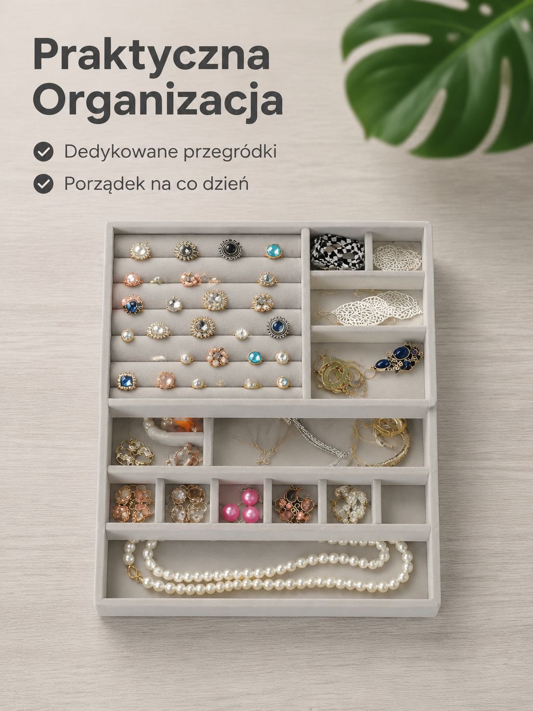 Wielopoziomowe pudełko na biżuterię, organizer na pierścionki, kolczyki, naszyjniki i bransoletki