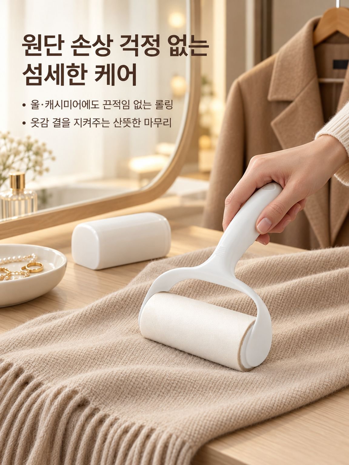 옷과 패브릭에 사용하는 반려동물 털 제거 테이프