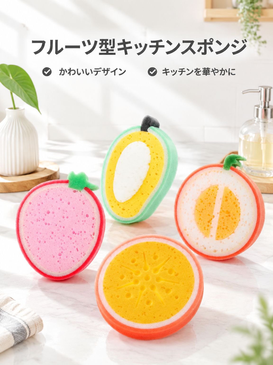 キッチン用フルーツ皿洗いクロススポンジ万能布