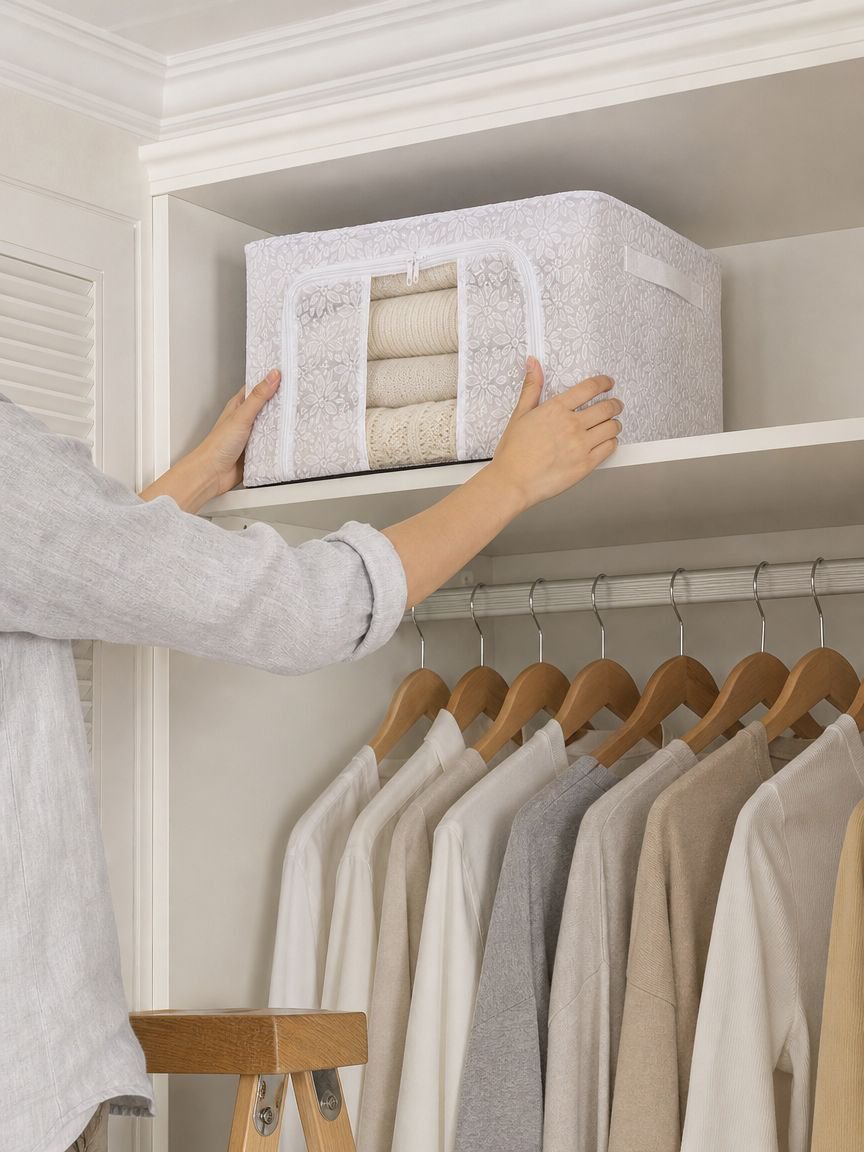 Stackable translucent storage boxes for efficient space saving
