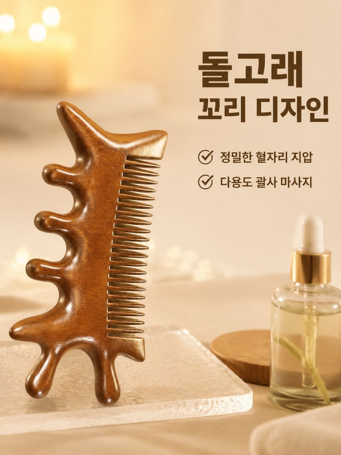 백단향 다기능 두피 마사지 빗