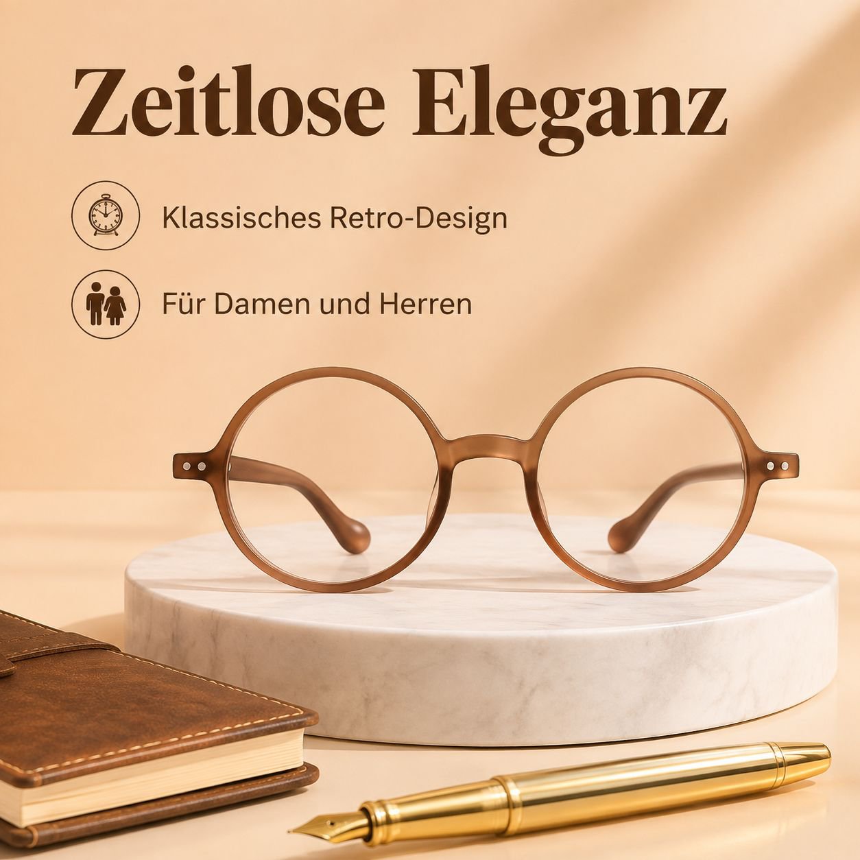 Stilvolle, runde Retro-Lesebrille für Damen und Herren, ultraleicht