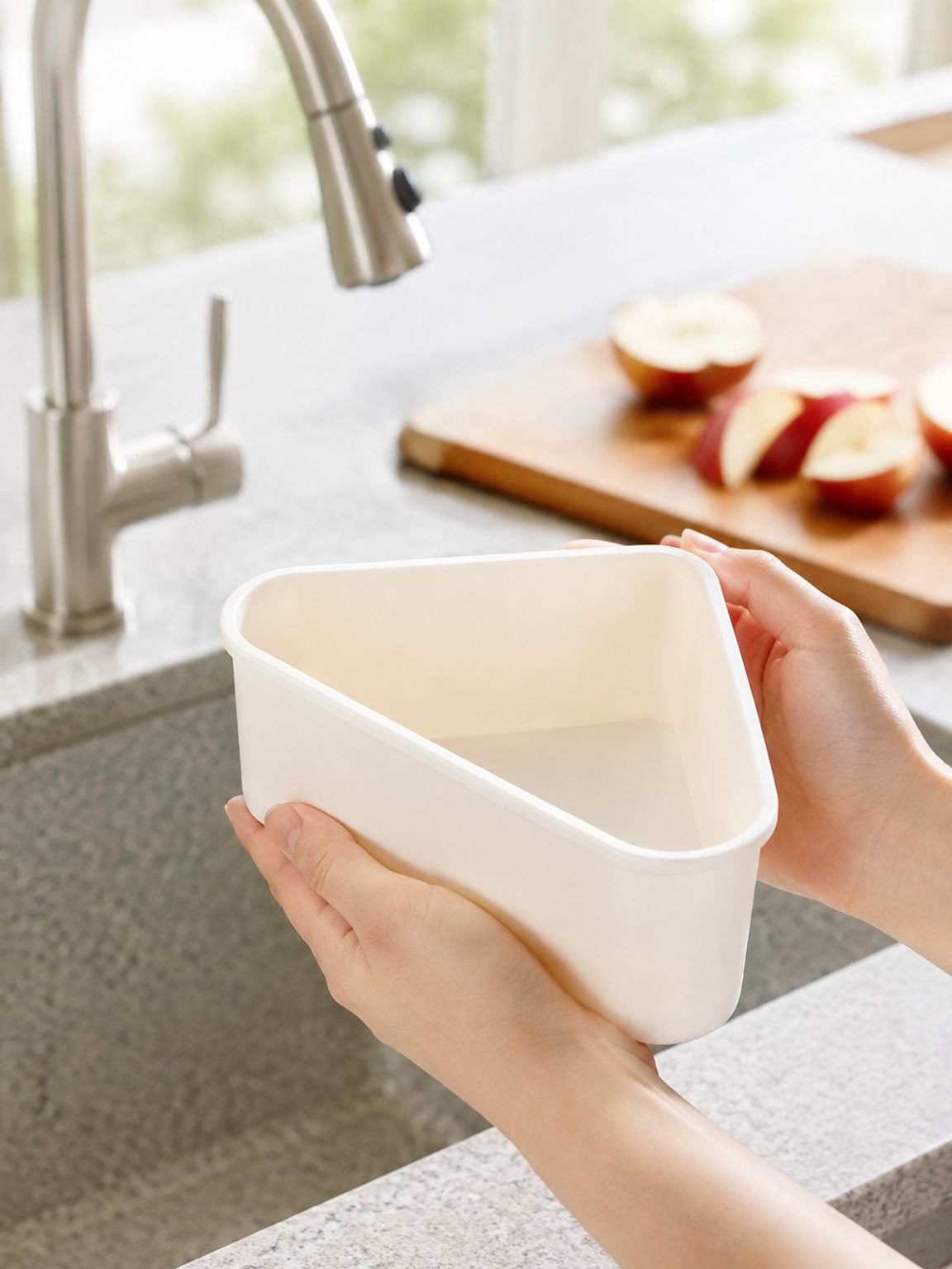 Close-up of the durable and breathable Hanging Sink Drain Basket material