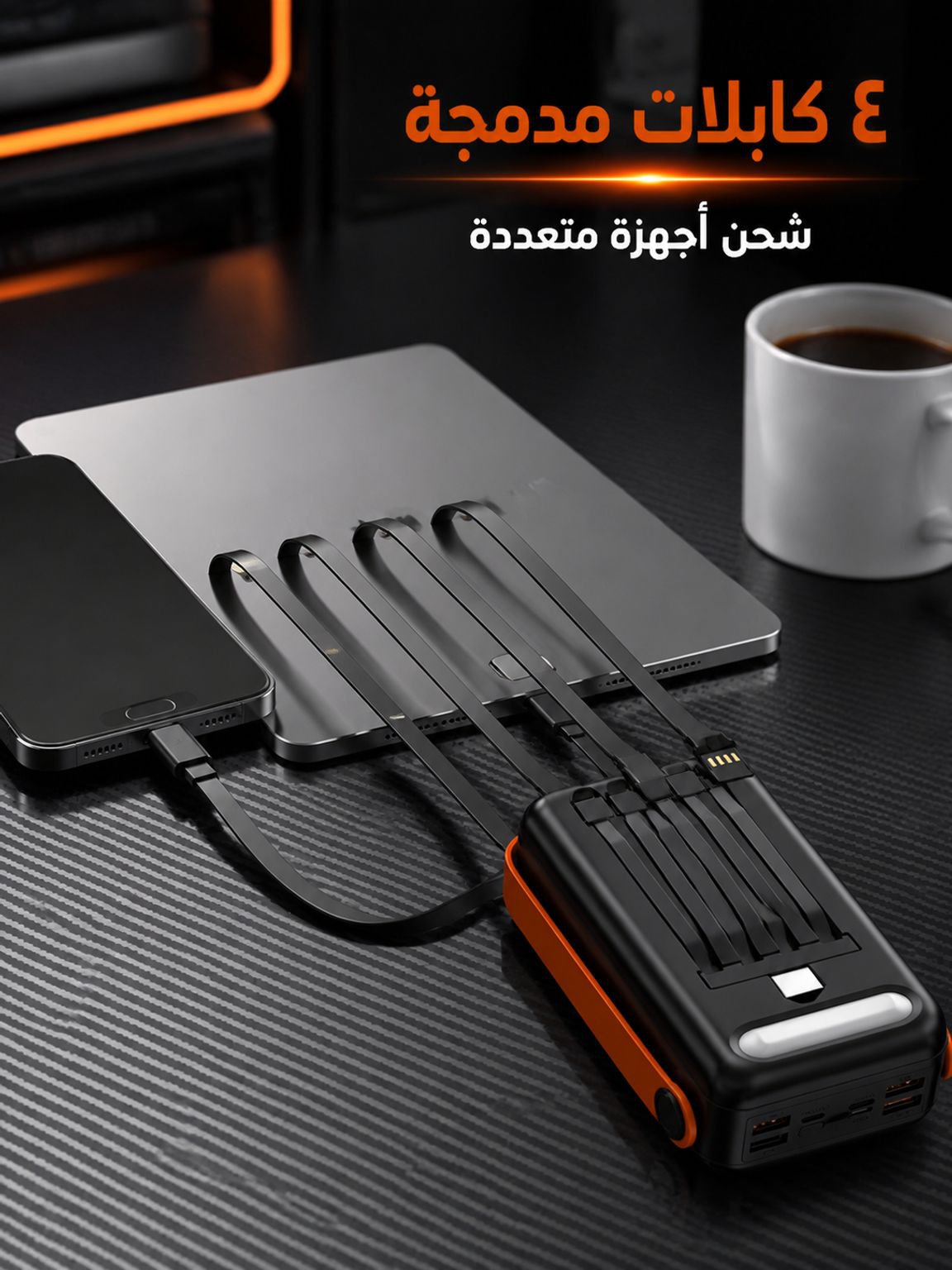(الضوء يوفر الطاقة) شاحن متنقل بالطاقة الشمسية مزود بكابل بيانات مدمج
