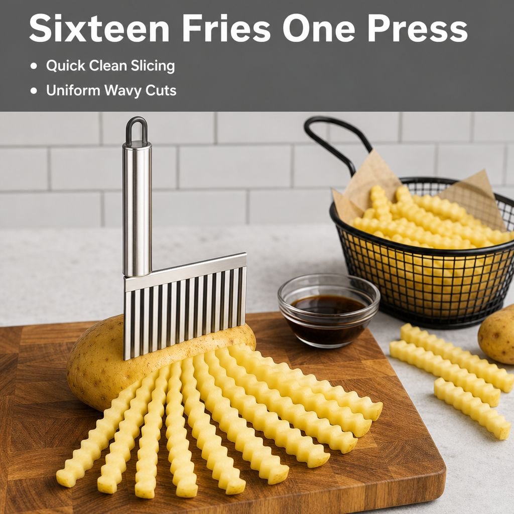 Stainless Steel Crinkle Cut Knife Wavy Potato Cutter French Fry Slicer