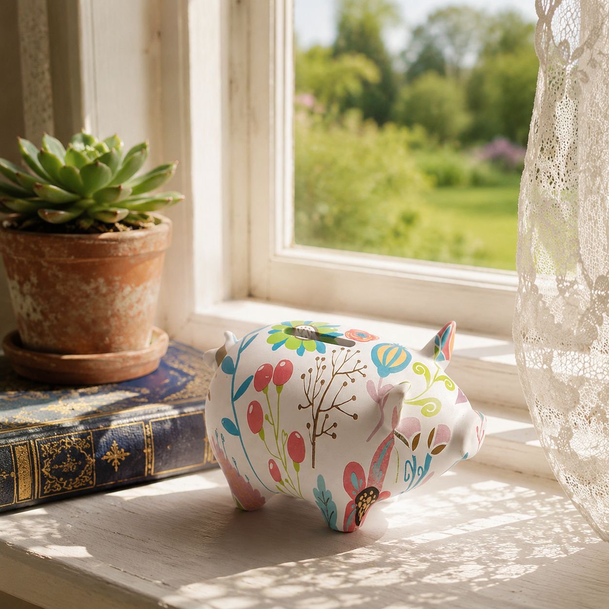 Creative Water Transfer Ceramic Savings Bank front view
