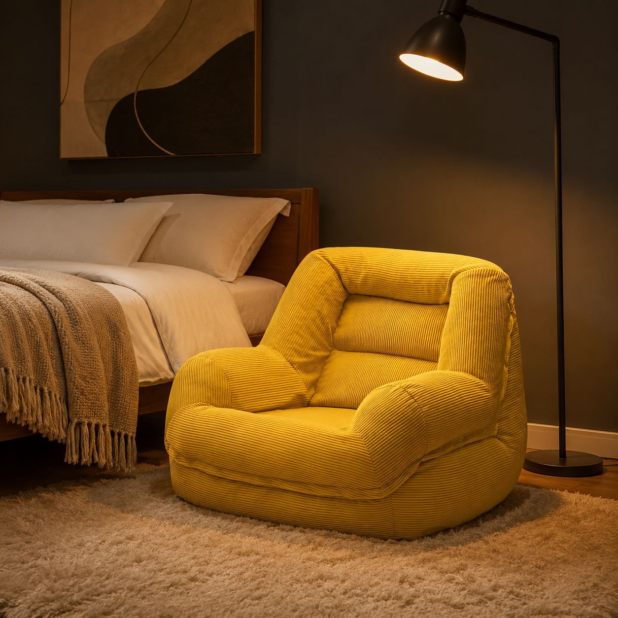 Wowo bean bag sofa laid flat for lounging