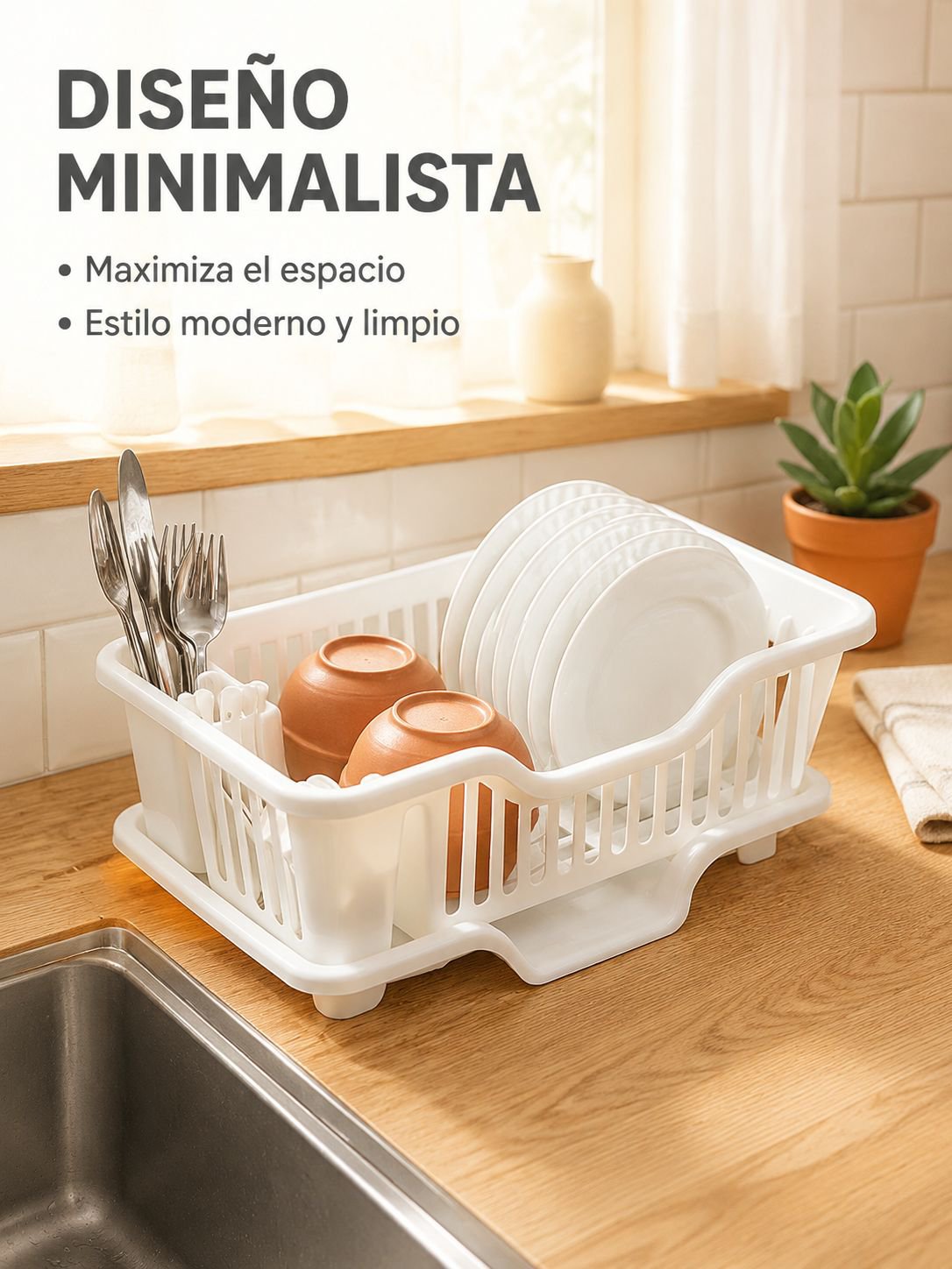 Escurridor de platos multifuncional para cocina