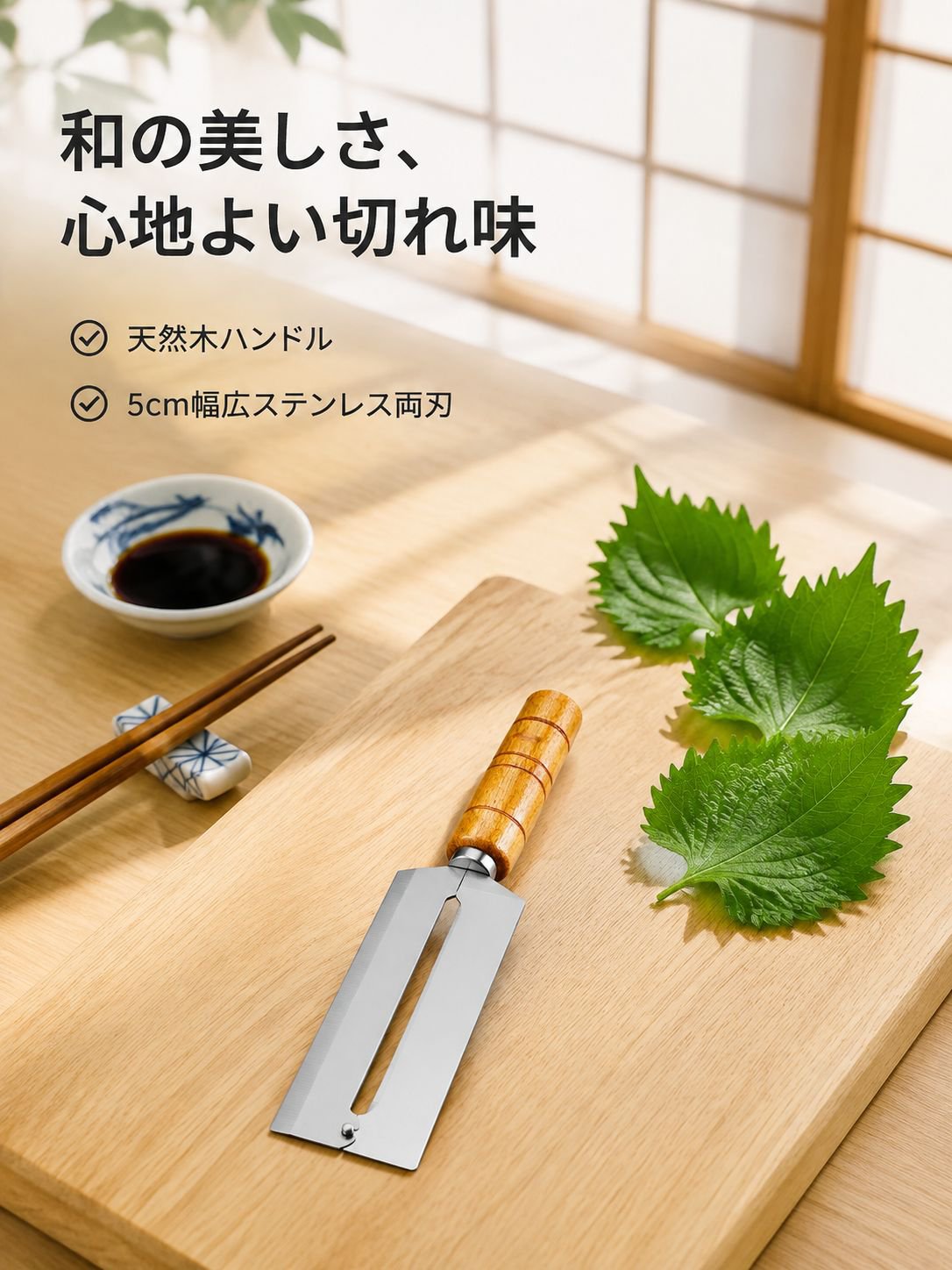 両刃木柄削皮刀