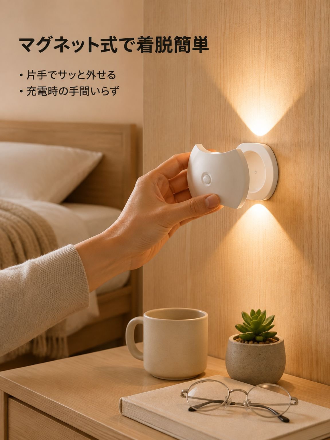 穴あけ不要のミニウォールランプ
