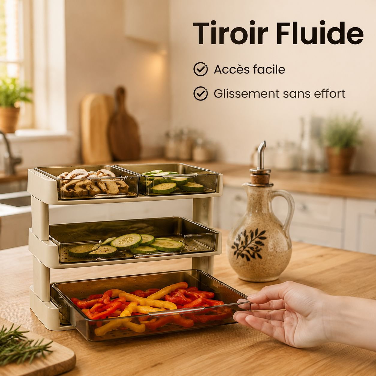 Support de rangement multifonction à étages pour légumes et plats de cuisine