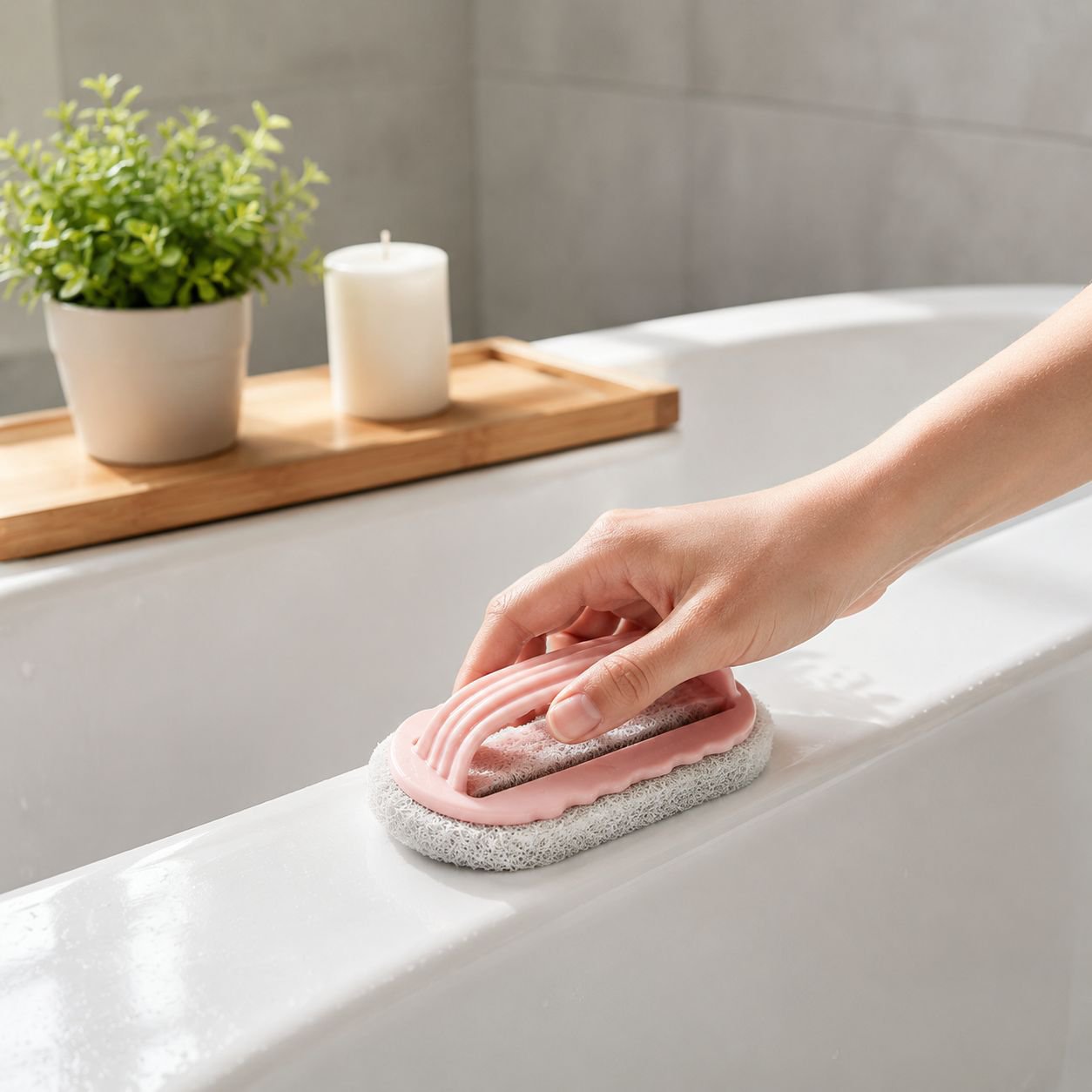 Bow Handle Scouring Pad Brush for Bathtub Kitchen Tile Cleaning