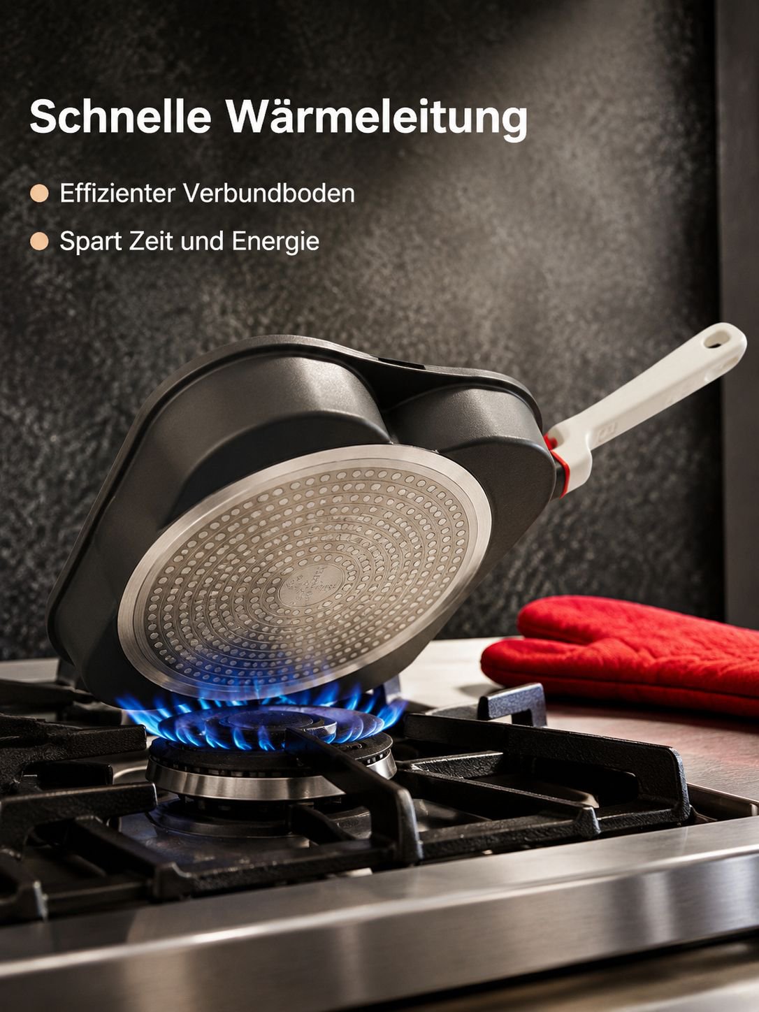 Dreiloch-Bratpfanne mit ergonomischem Griff