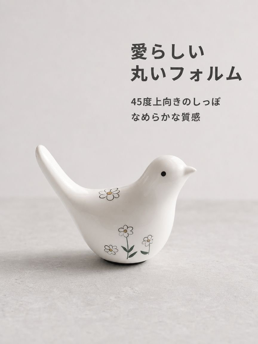 陶器製の手描き鳥の置物