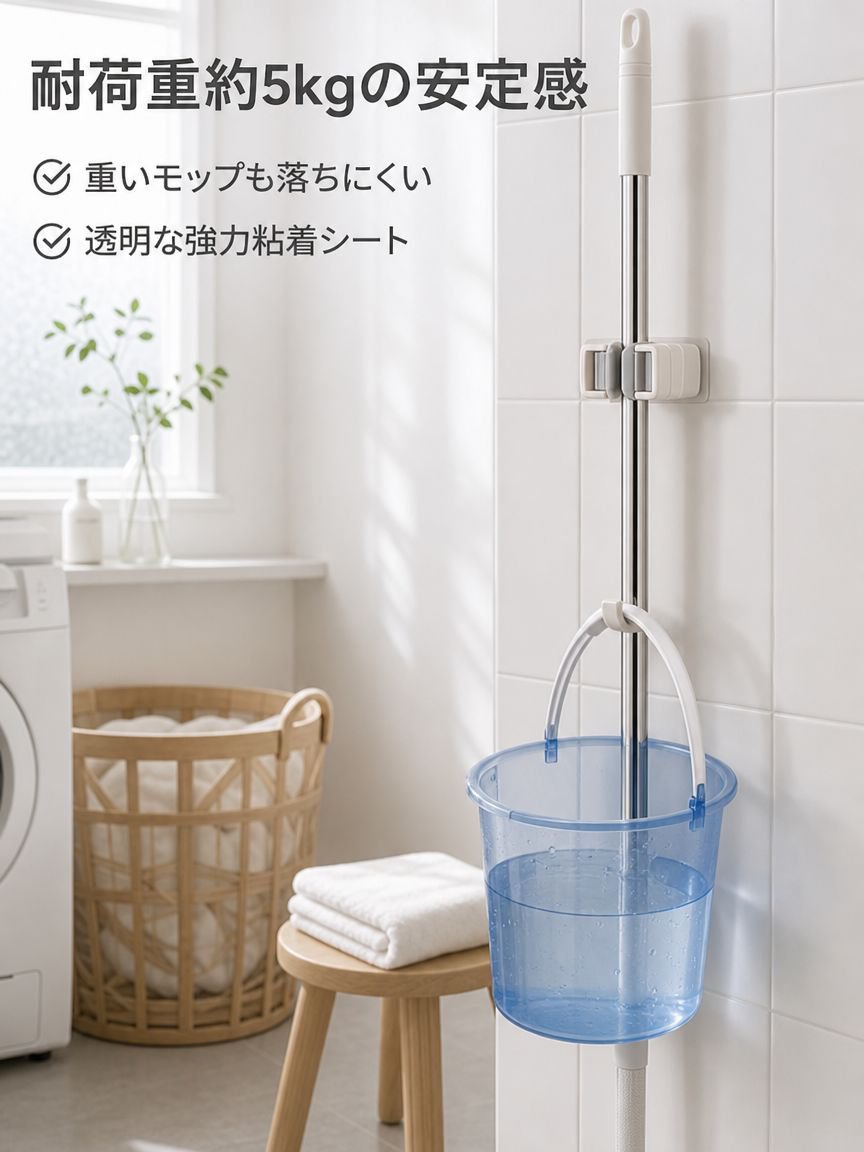 浴室用壁掛けほうきクリップ