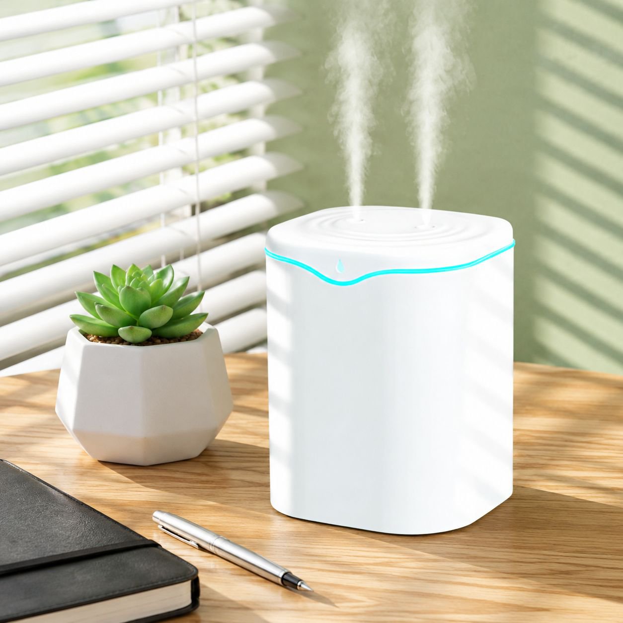 2L Dual Nozzle Silent Humidifier for Home and Office Desktop Air Humidification