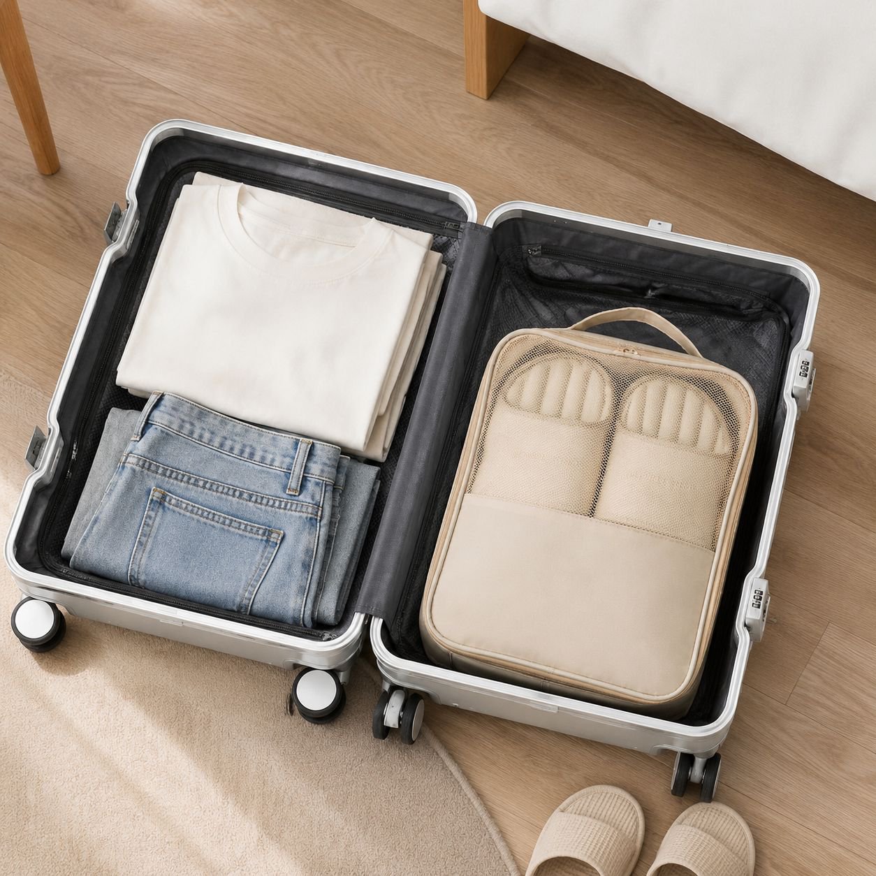 Shoe storage bag for multiple pairs