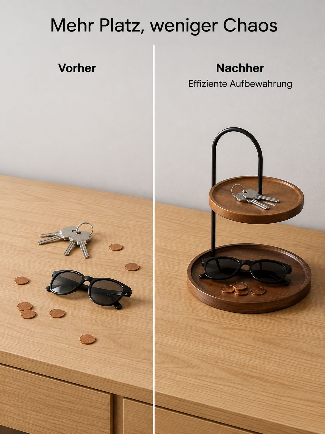 Stilvolle Ablage für Bürobedarf aus Holz