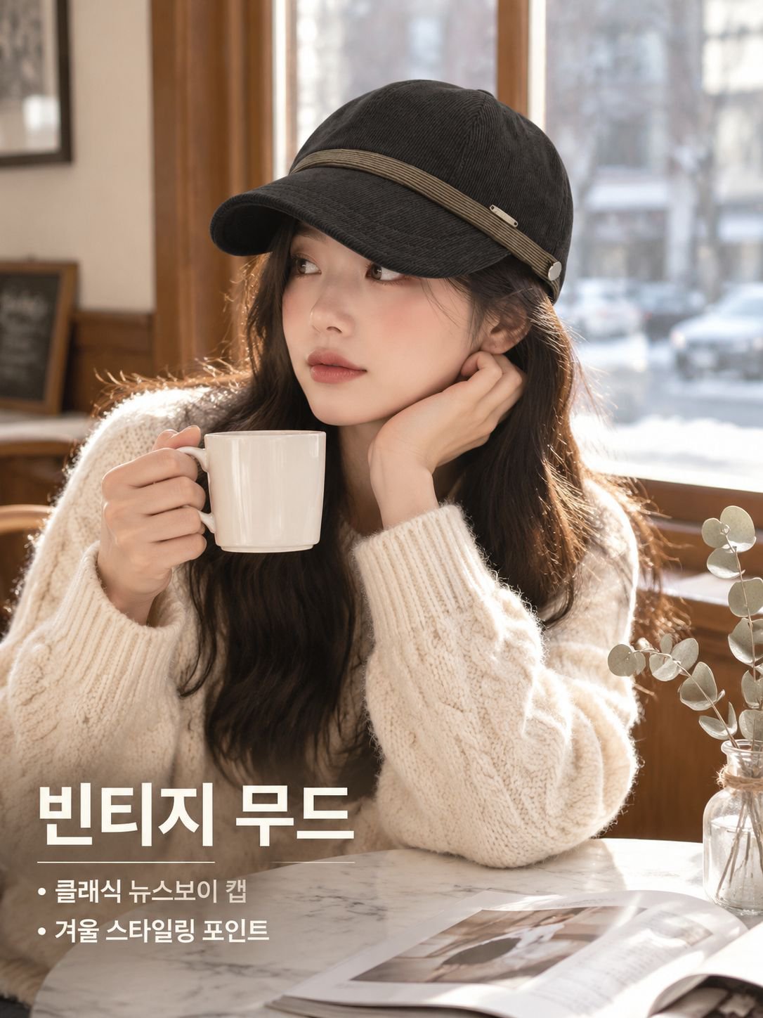  따뜻한 코듀로이 모자 
