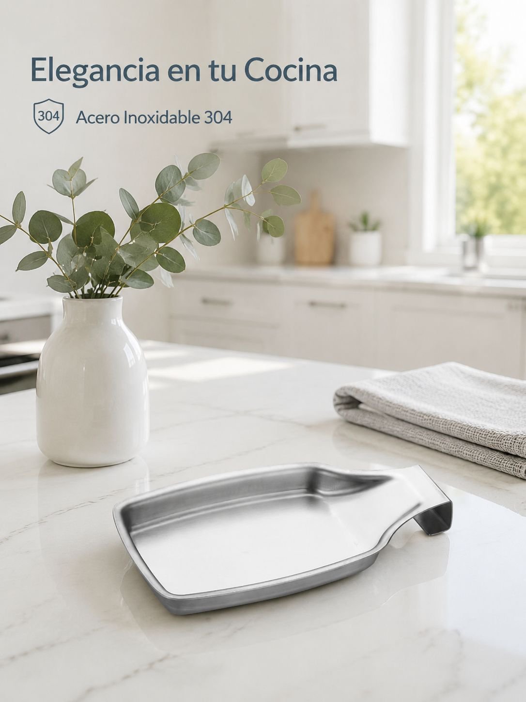 Soporte para cucharas de cocina de acero inoxidable 304, bandeja multifuncional
