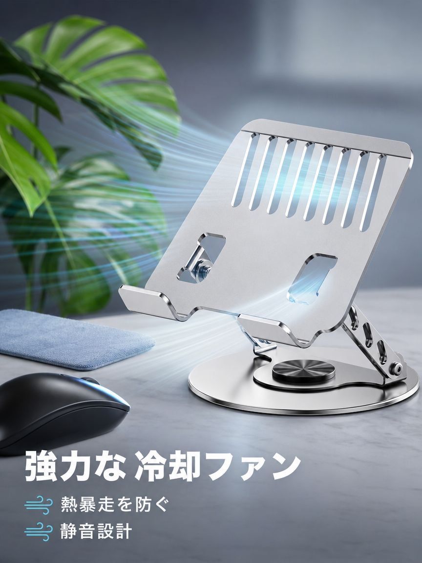 オールカーボンスチール素材の昇降式ノートPCクーラースタンド