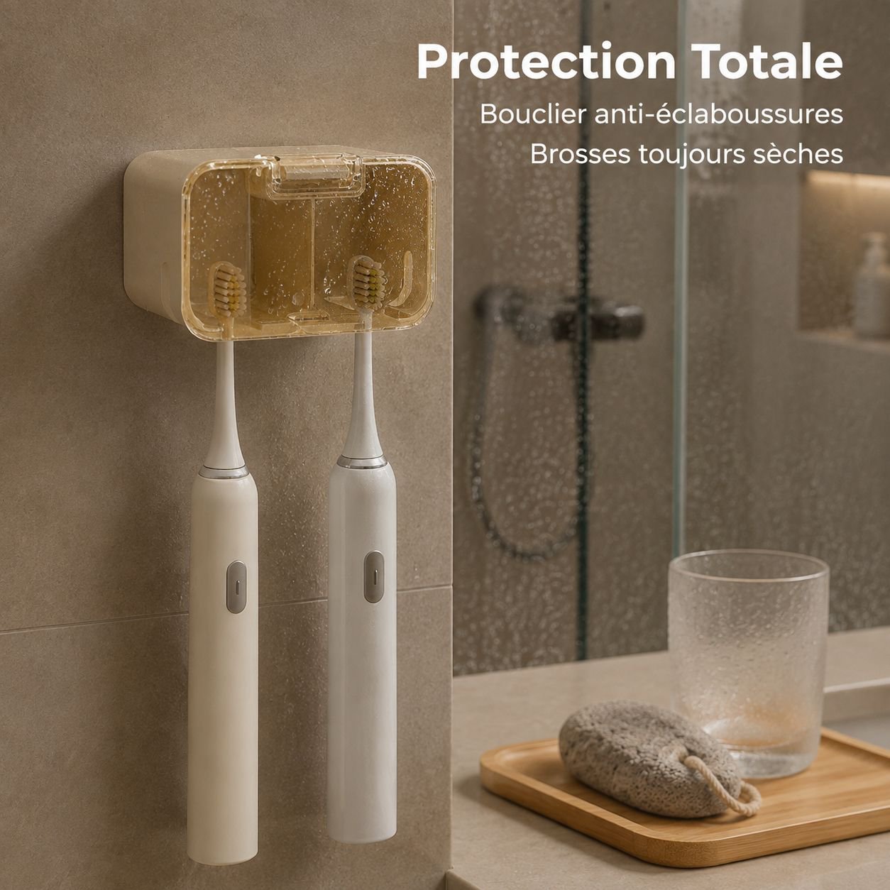 Porte-brosse à dents mural avec couvercle anti-poussière