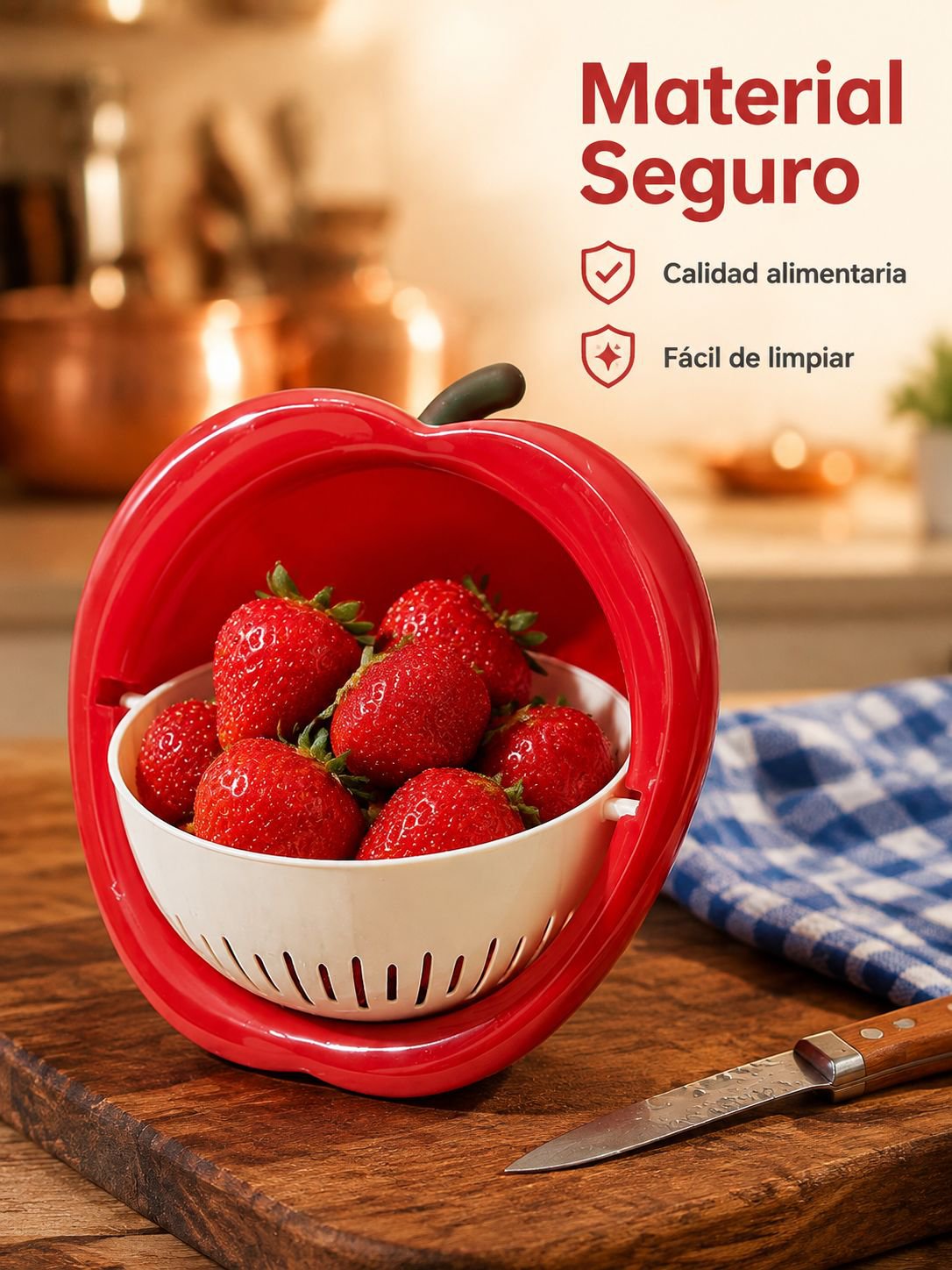Escurridor giratorio de doble capa con forma de fruta
