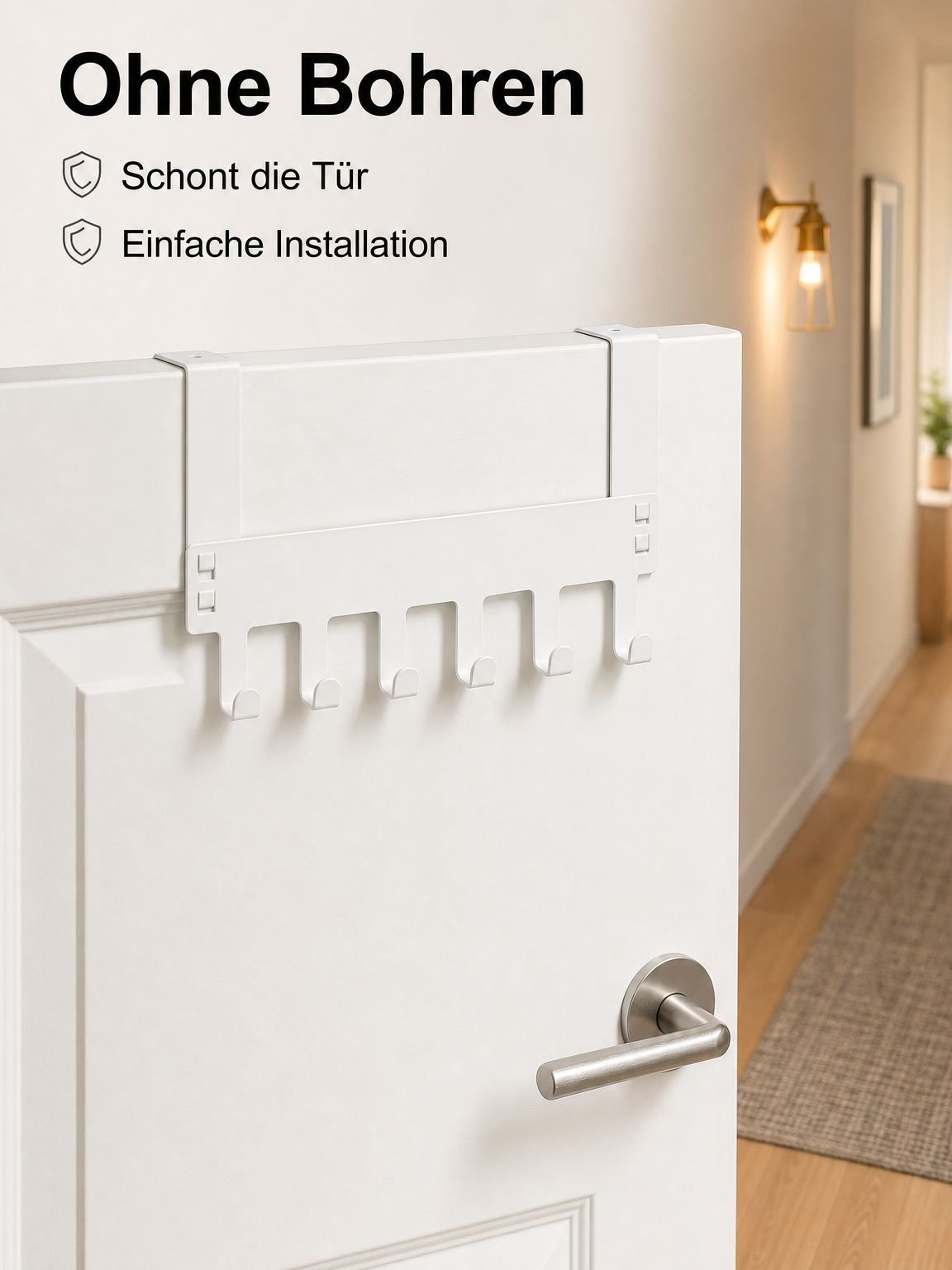 Multifunktionaler Türhaken für das Schlafzimmer, ohne Bohren
