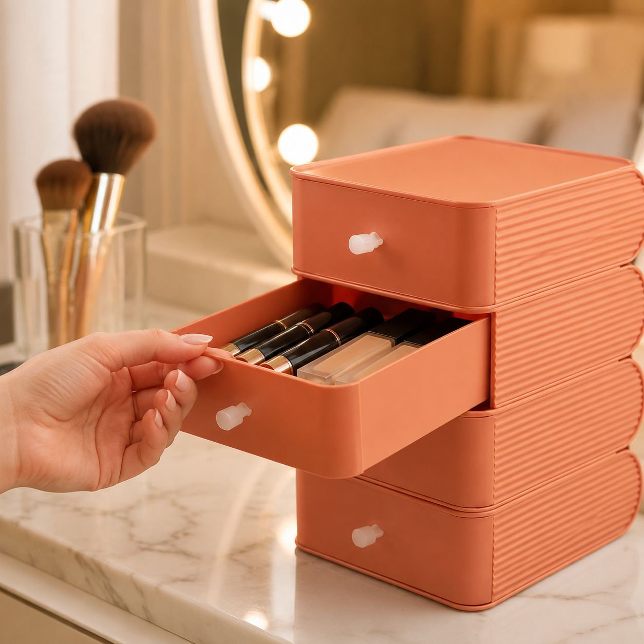 Versatile multi-tier plastic drawer organizer for household use