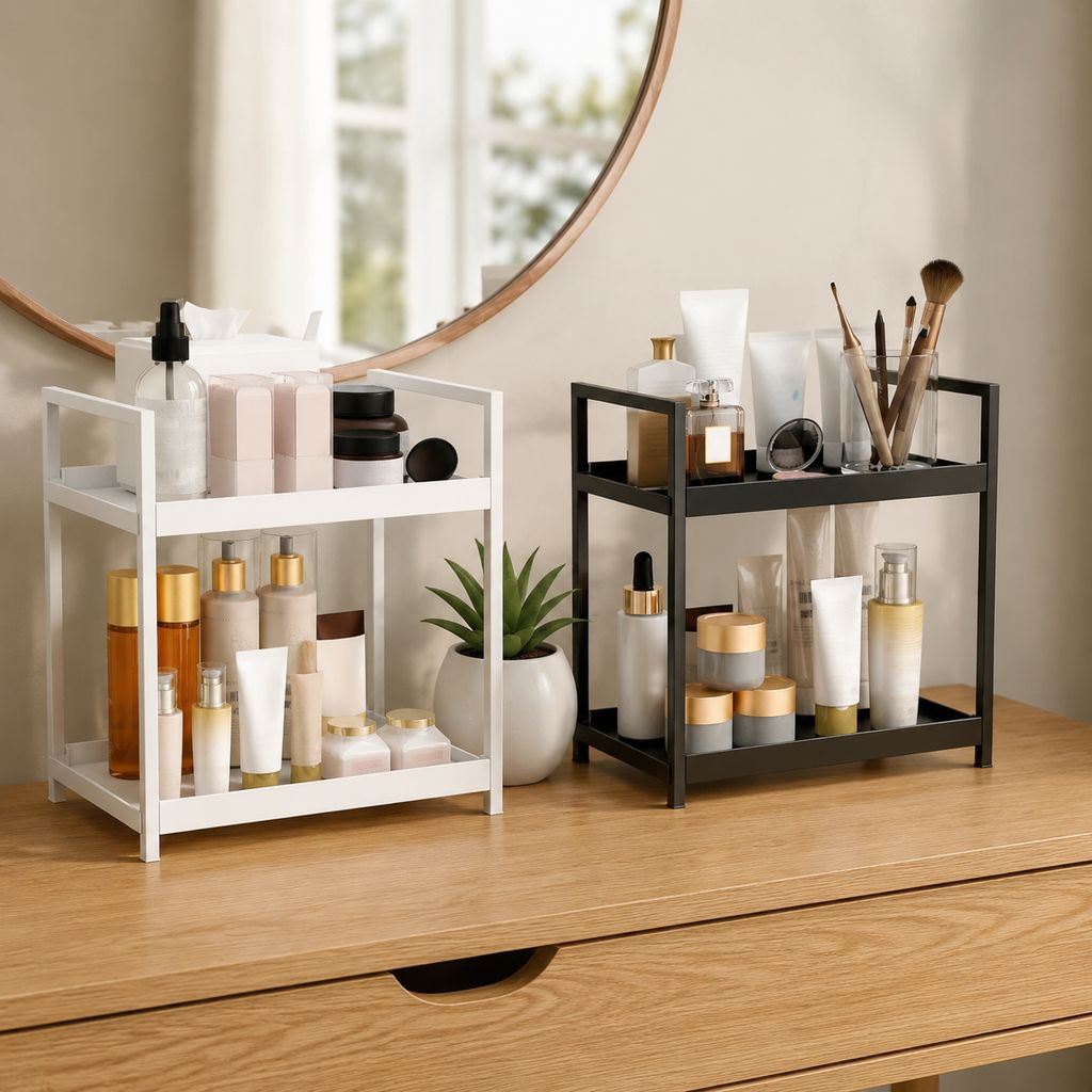 Elegant cosmetic storage rack with multiple compartments