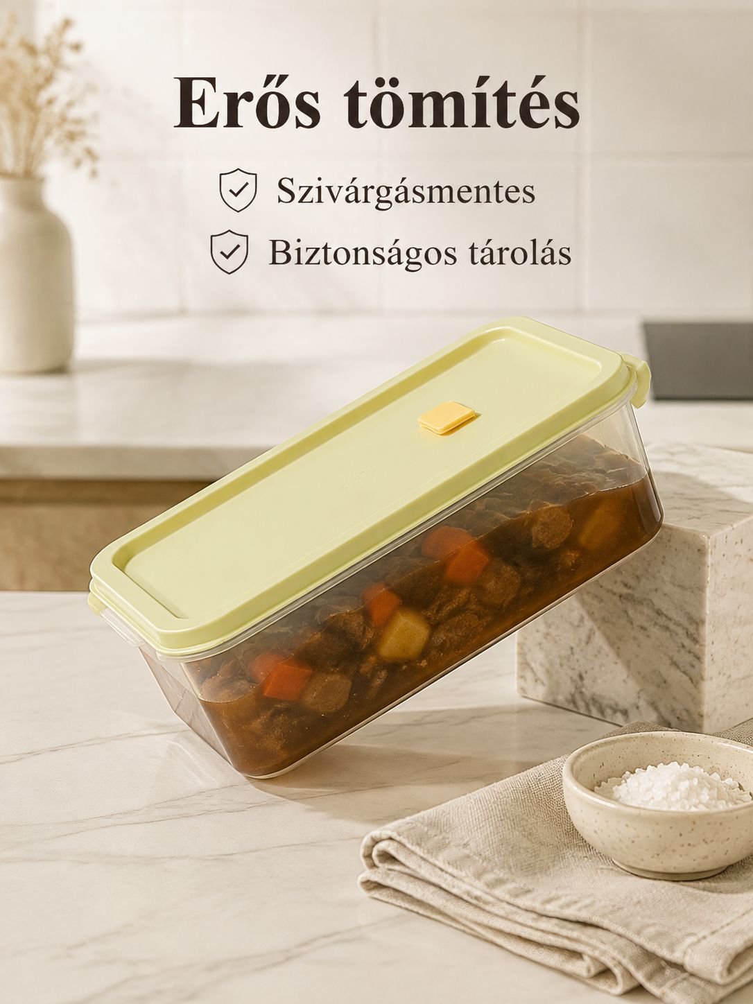 BPA-mentes, szagmentes tárolódoboz húsoknak