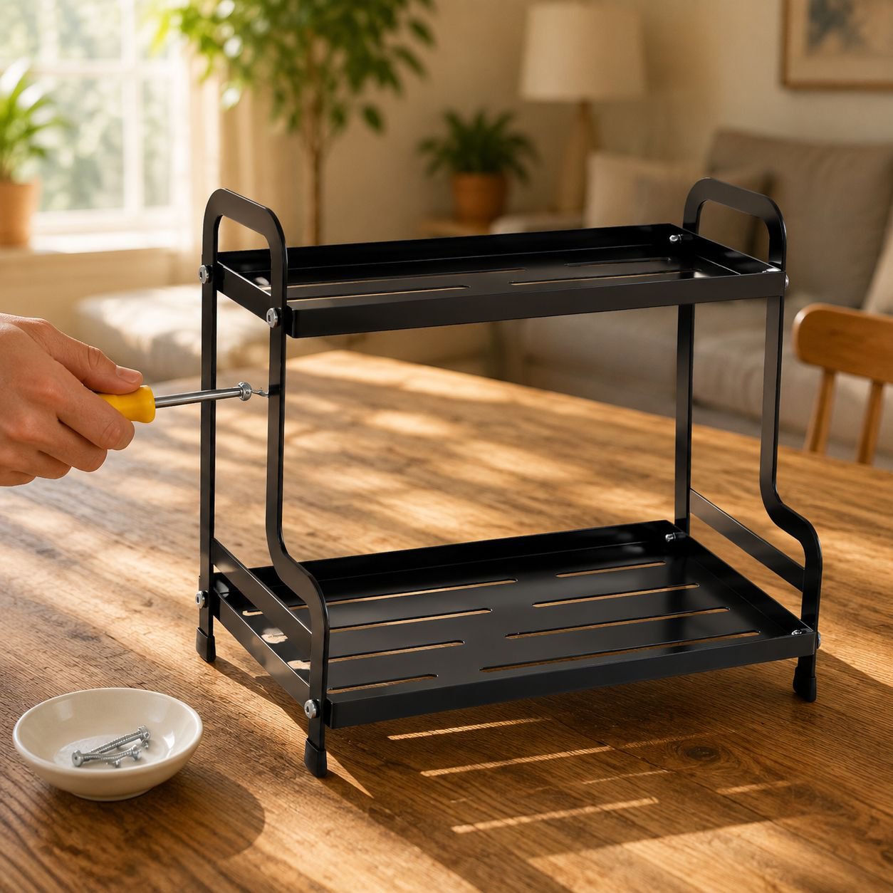 Compact bathroom storage solution for cosmetics
