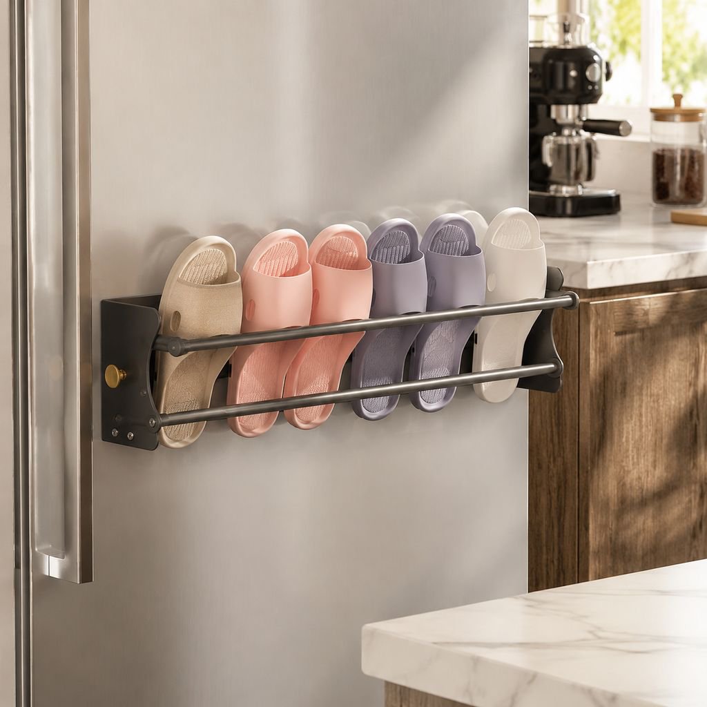 No-Drill Magnetic Slipper Holder, Wall & Door Hanging Bathroom Shoe Storage