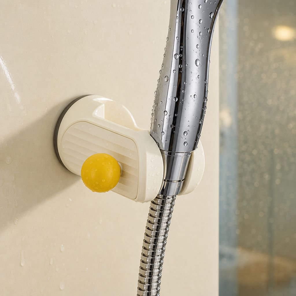 Easy installation of suction cup shower head holder without drilling