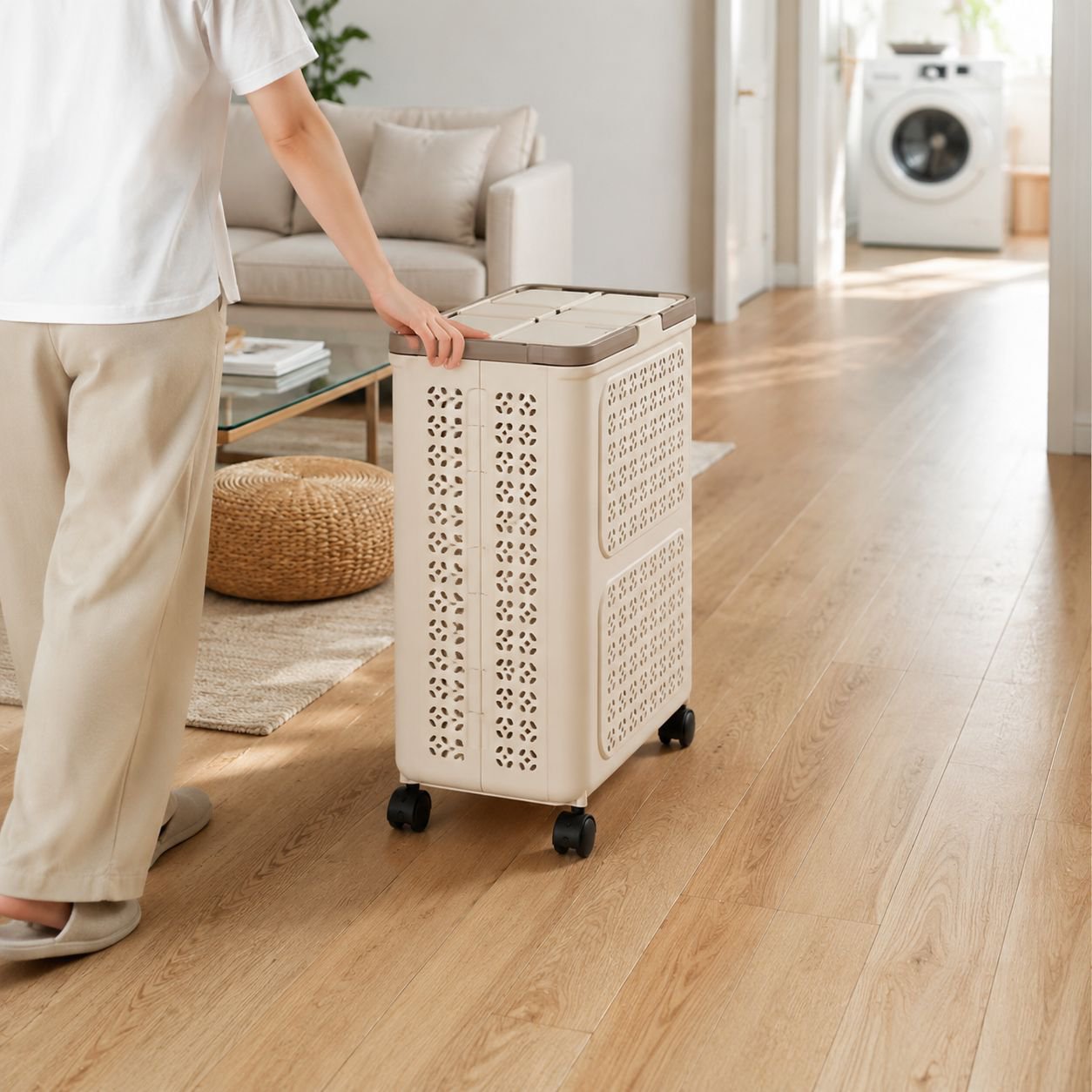 Cesto de ropa ideal para lavandería y baño