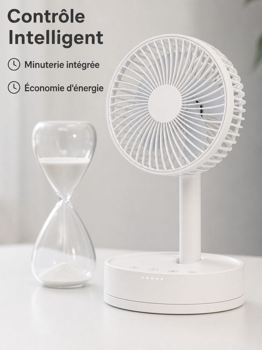 Ventilateur de bureau portable USB silencieux avec minuterie