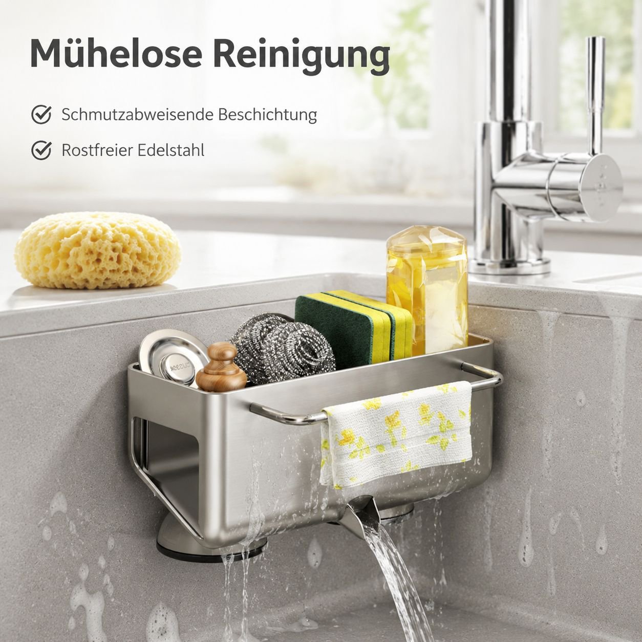 Spültuchhalter mit Saugnapf und Abtropffunktion für die Küche