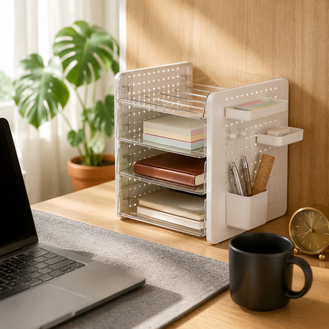 Office Desk Pegboard Storage Box for Stationery and Cosmetics