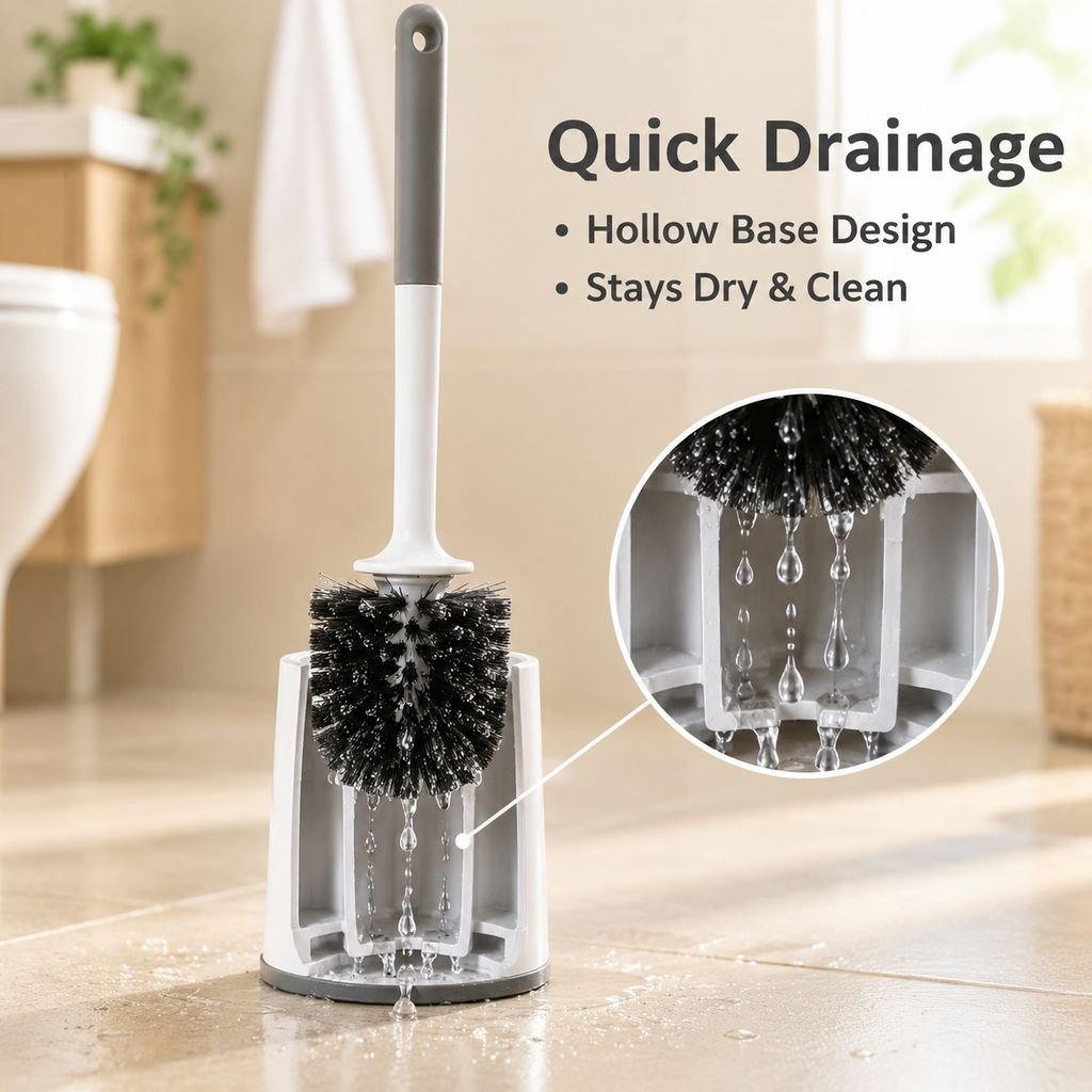 2026 Upgraded Toilet Brush and Holder Set Thickened Base Round Head Cleaning Brush