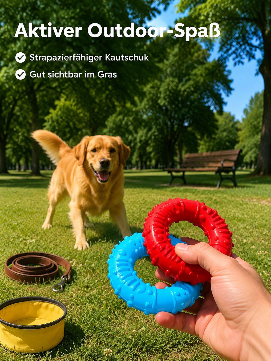 Quietschender Rugby-Ball aus Gummi für Hunde