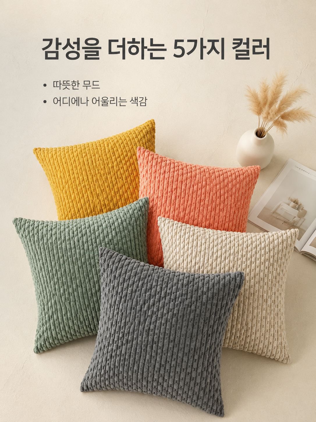 체인 코듀로이 쿠션 베갯잇